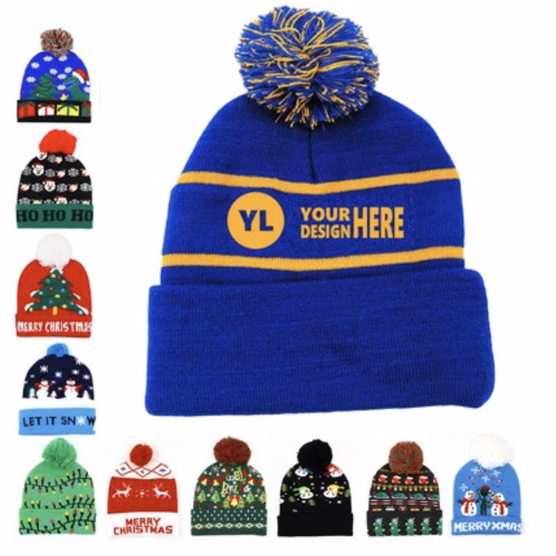 Unisex Seamless Circular Knitting Jacquard Pom Hat