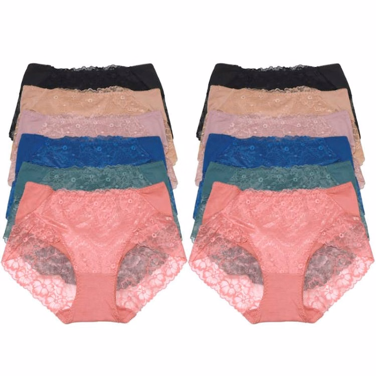 Mid Rise Lace Brief Panties - Assorted Colors Small-XL