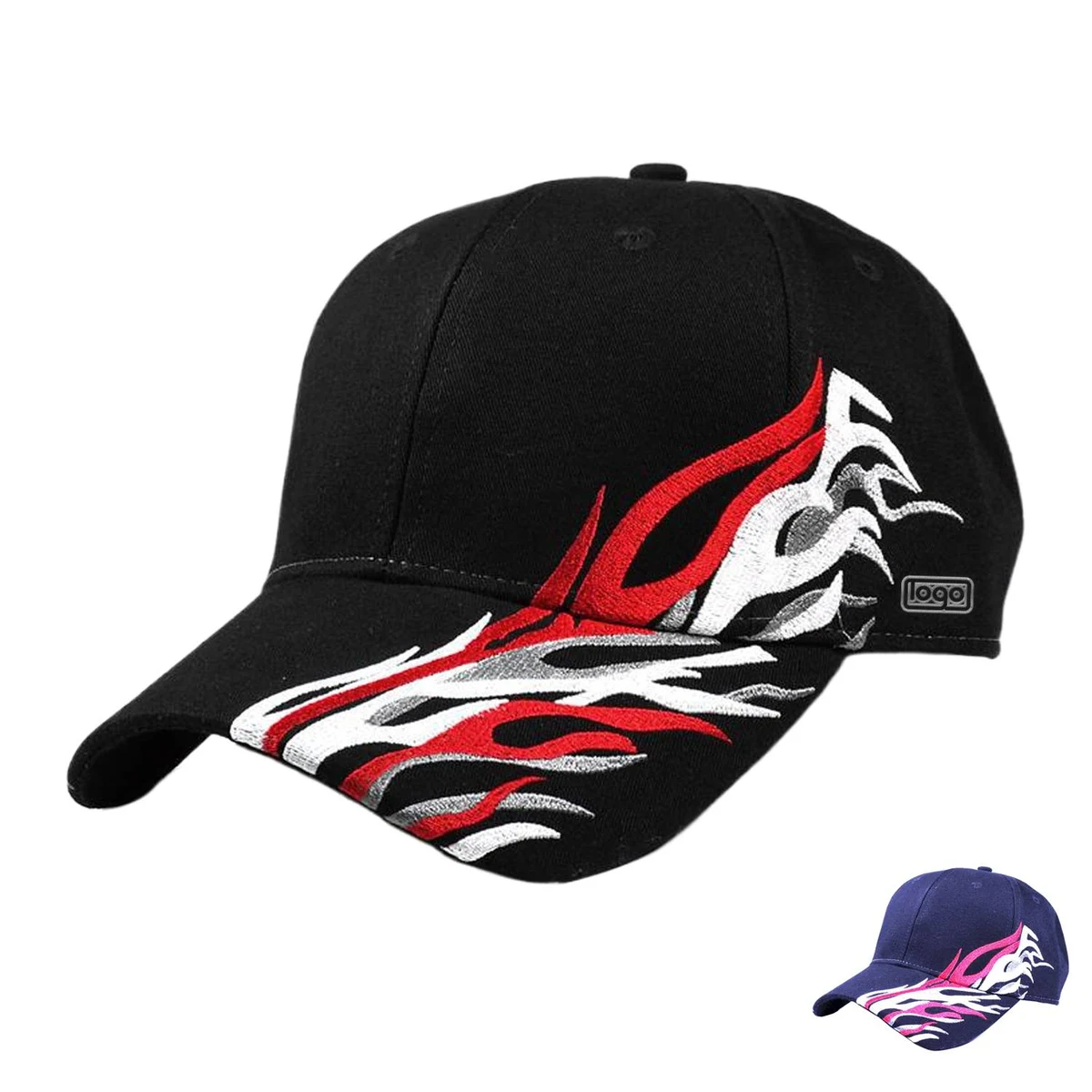 Embroidered Flame Casual Baseball Cap 1