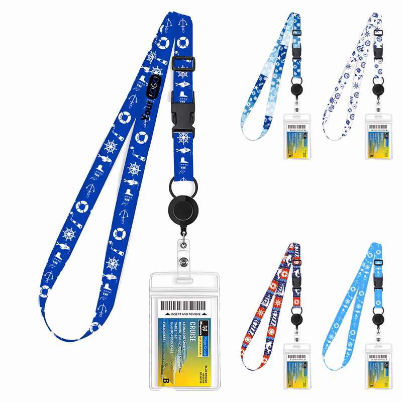 Polyester Nautical Themed Lanyard With Badge Holder For Cruise And Events