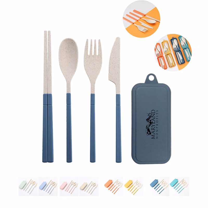 4pack Detachable Wheat Straw Travel Cutlery
