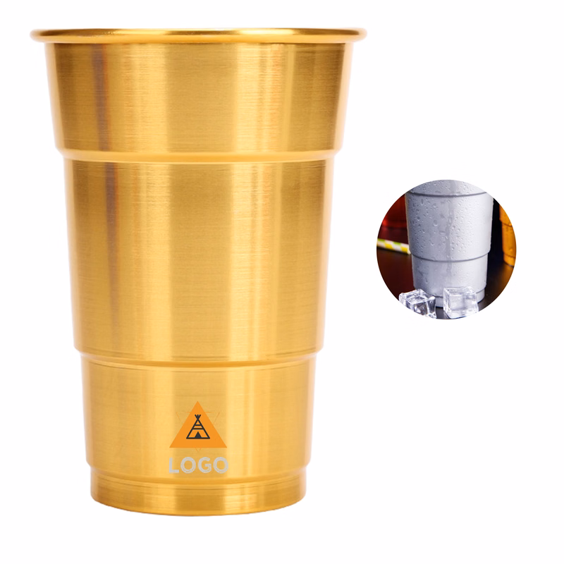 MOQ 50 Custom Logo Aluminum Beer Cup Food Grade Metal Single Layer