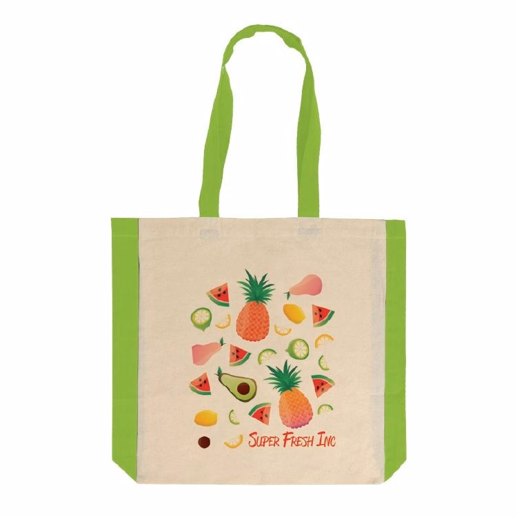 Side Lime Color Cotton Tote