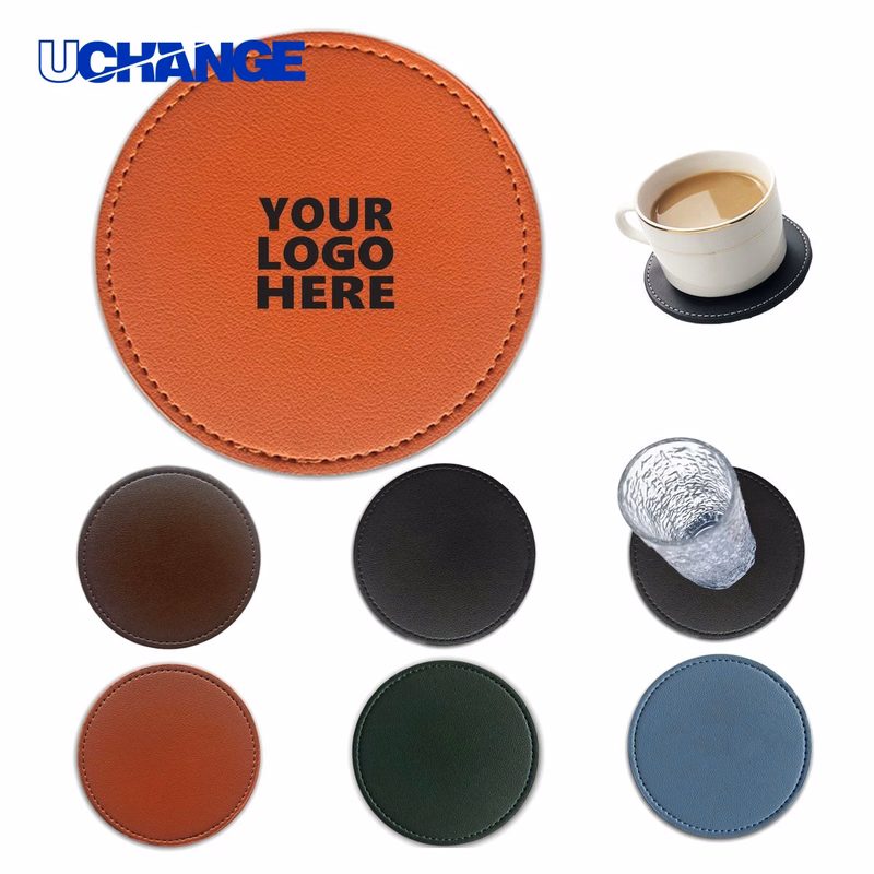 Round PVC Leather Waterproof Insulated Coaster Mat