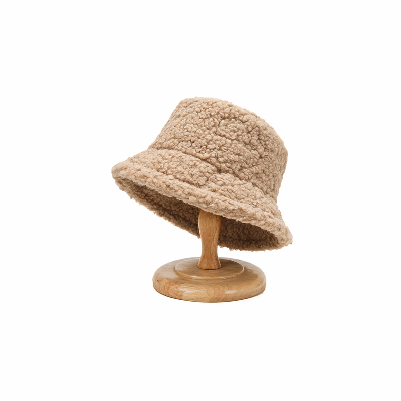 Faux Lamb Wool Bucket Hat For Cold Weather