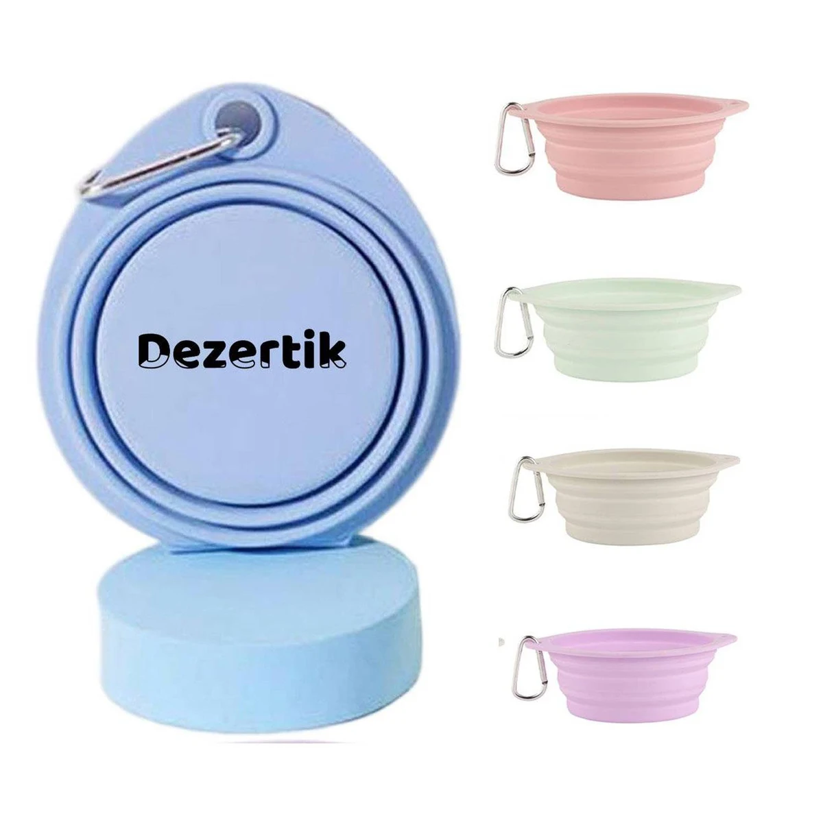Portable Silicone Collapsible Pet Bowl w/ Carabiner 1