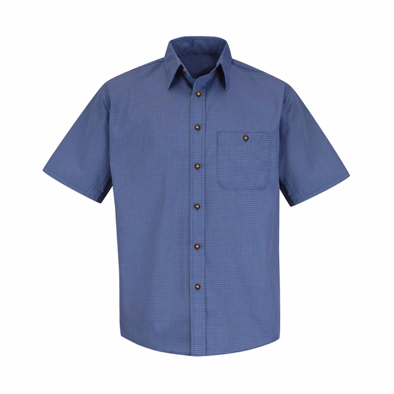 Men's Tall Mini-Plaid Uniform Short Sleeve Shirt - SP84T
