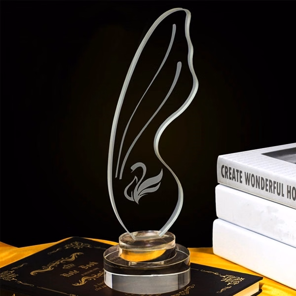 Wing Shaped Crystal Trophy