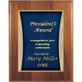 7" x 9" Cherry Finish Plaque with a Blue Showtime Plate 1
