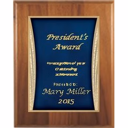 7" x 9" Cherry Finish Plaque with a Blue Showtime Plate