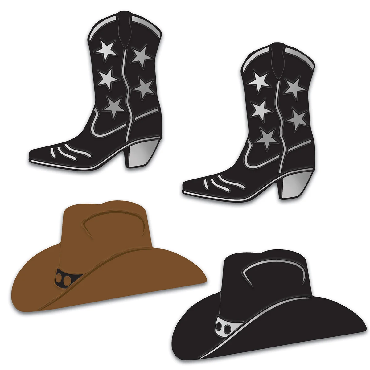 Foil Cowboy Hat & Boot Silhouettes 1