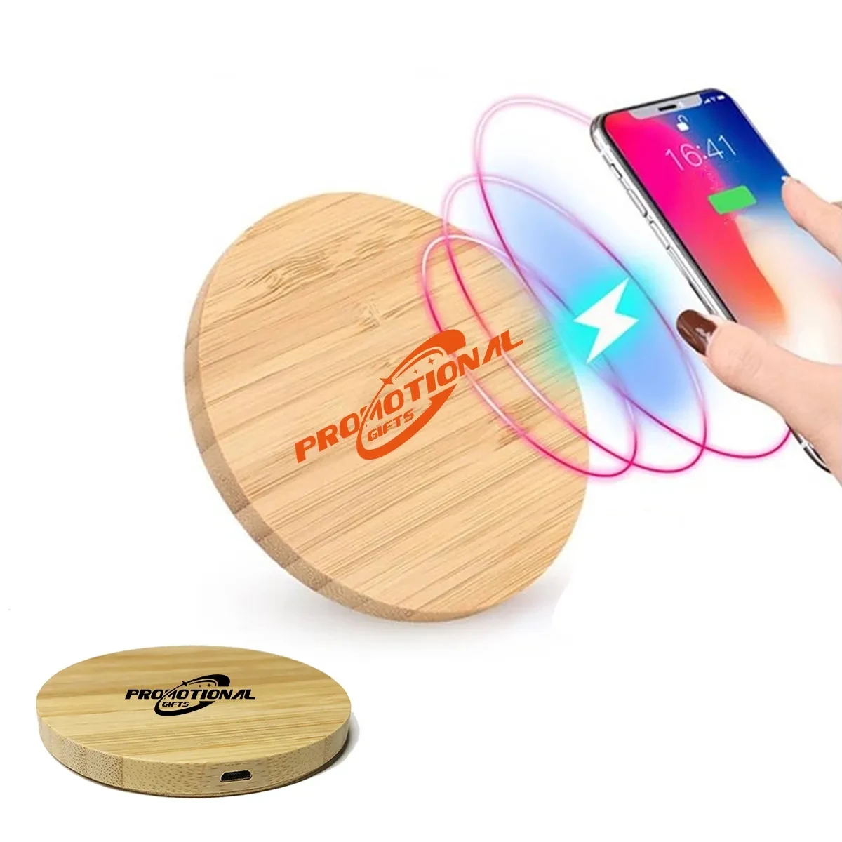Custom Bamboo Phone Wireless Charging Pad 1