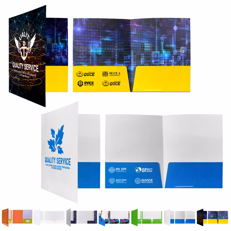 A4 Full Color 250g White Paper Folder W/ UV Gloss