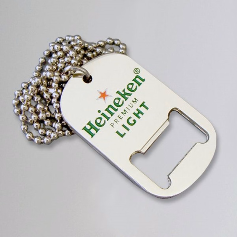 Custom Stainless Steel Dog Tag with Bottle Opener.