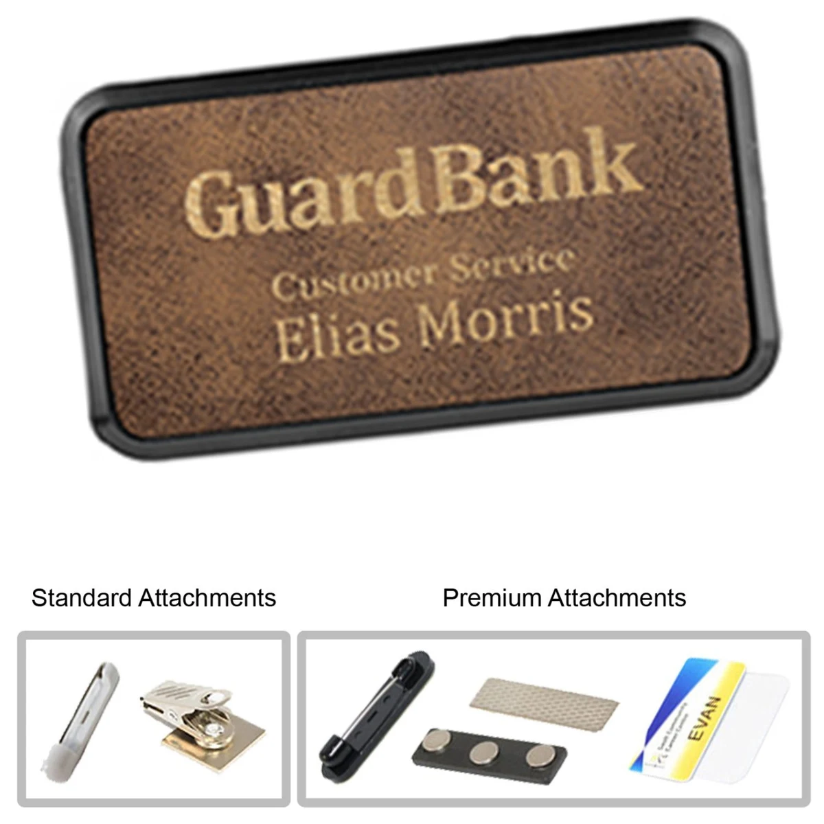 3"W x 2"H Leather Name Badges 1