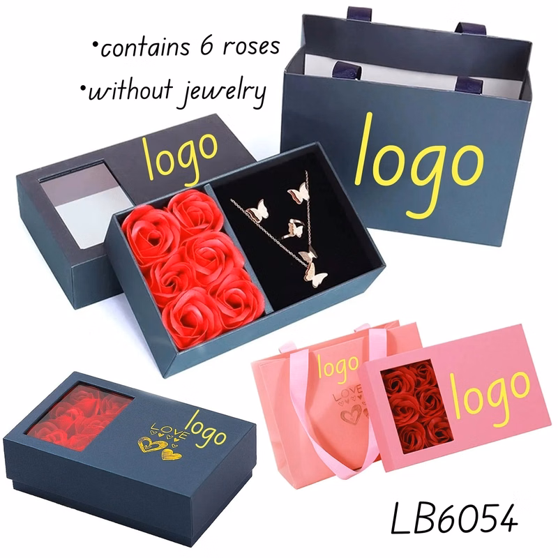 Set Jewelry Gift Box with Lids Six Eternal Rose Inside