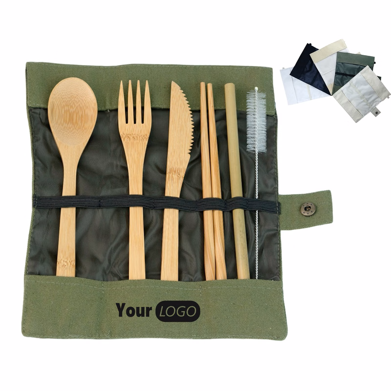 Bamboo Sustainable Travel Bamboo Utensil Set With Handy Pouch