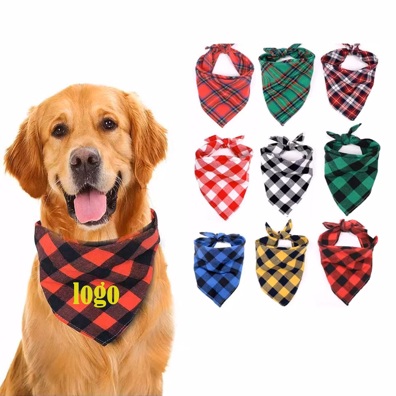 Summer Plaid Dog Bandana For Travel