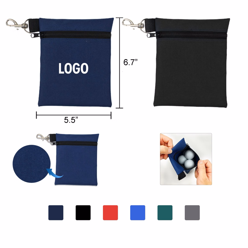 Golf Ball Zipper Pouch with Clip