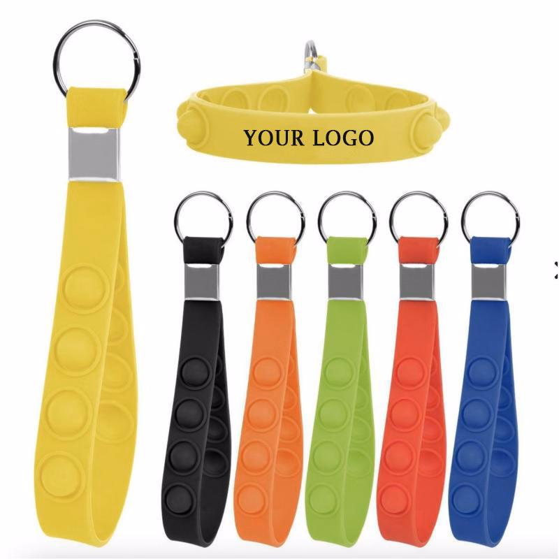 Push Pop Bubble Wristband Fidget Keychain