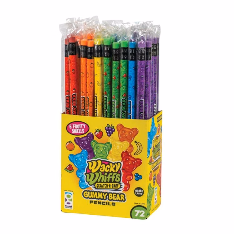 Wacky Whiffs Gummy Bear Pencils Assorted 72 Pack
