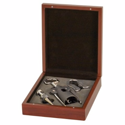 Rosewood Finish 3-Piece Wine Tool Set (engraved)
