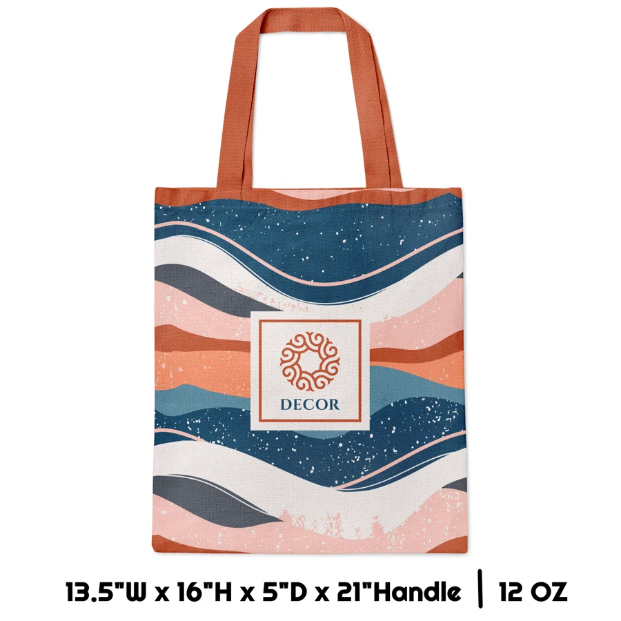 Sublimation 12 oz Poly Canvas Tote Bag - 13.5"W x 16"H x 5"D 1