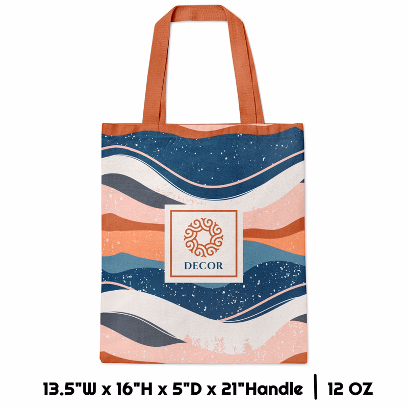 Sublimation 12 oz Poly Canvas Tote Bag - 13.5"W x 16"H x 5"D
