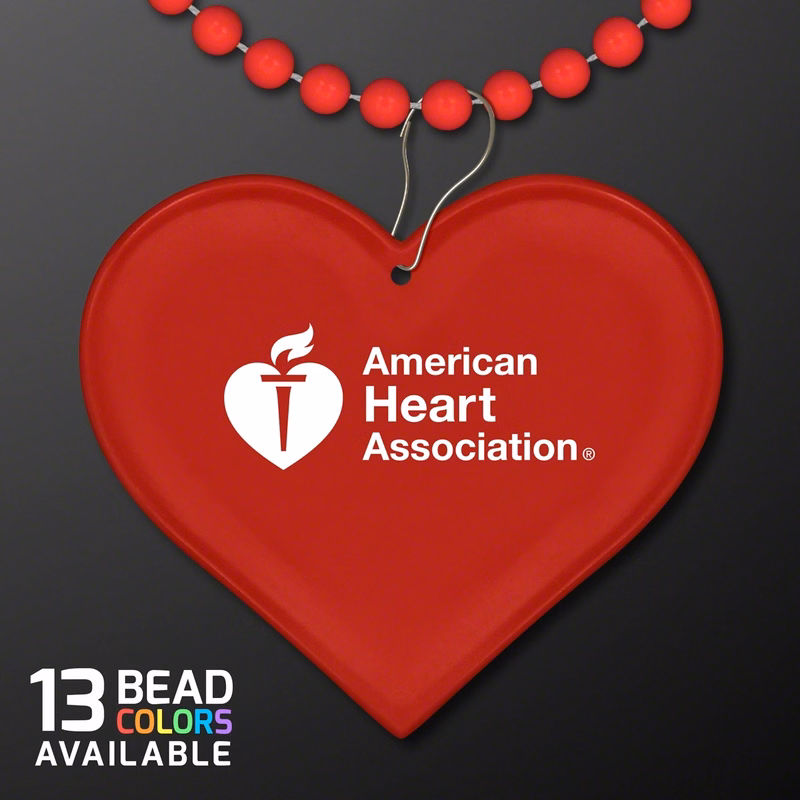 Red Heart Medallion with Beaded Necklace