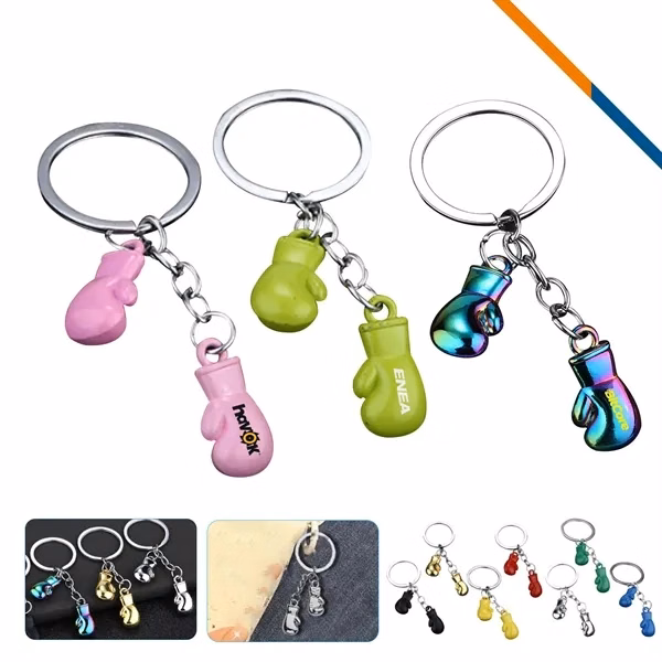Custom Zinc Alloy Boxing Glove Keychain 3.39 Inches — Fitness Brand Promo Item