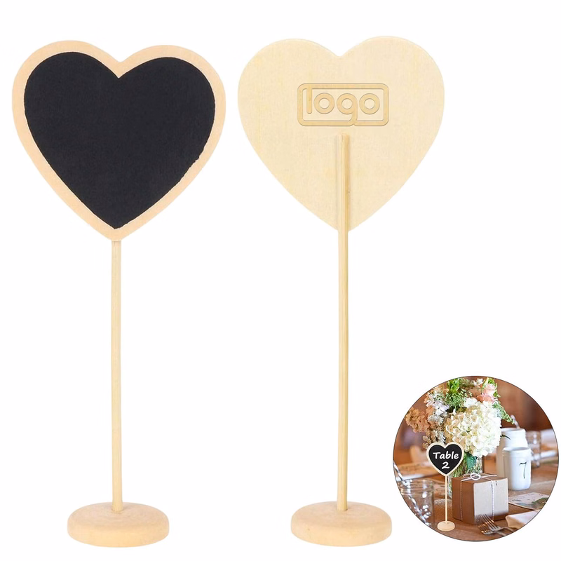Heart Shaped Wooden Sign Board w/ Base