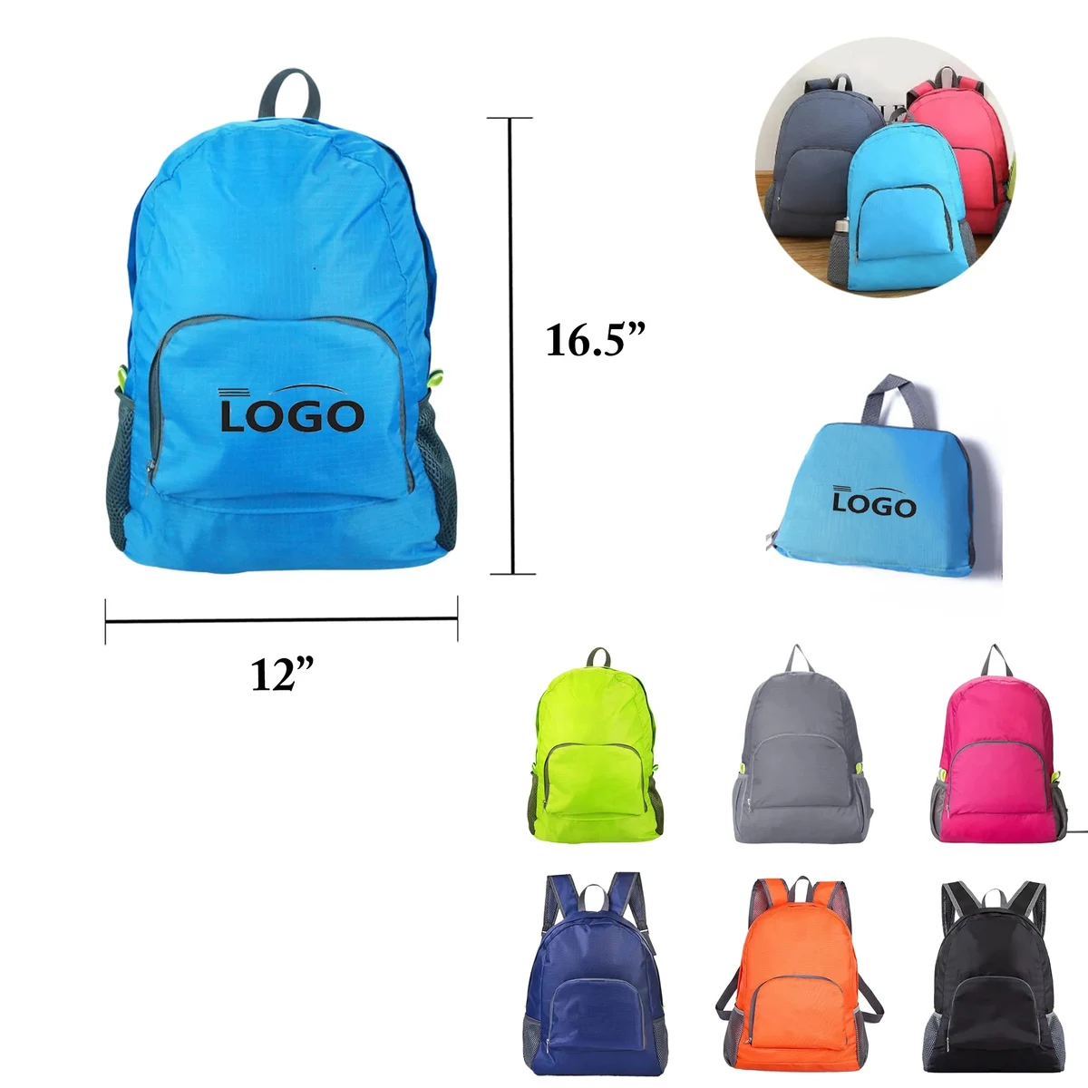 MOQ50 Foldable Lightweight Waterproof Backpack 1