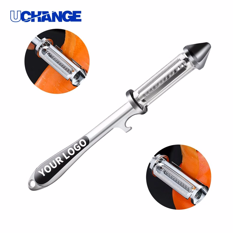 Stainless Steel Multifunction Peeler Tool with Hanging Loop