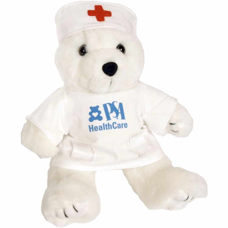 8" Nurse Bear with one color imprint
