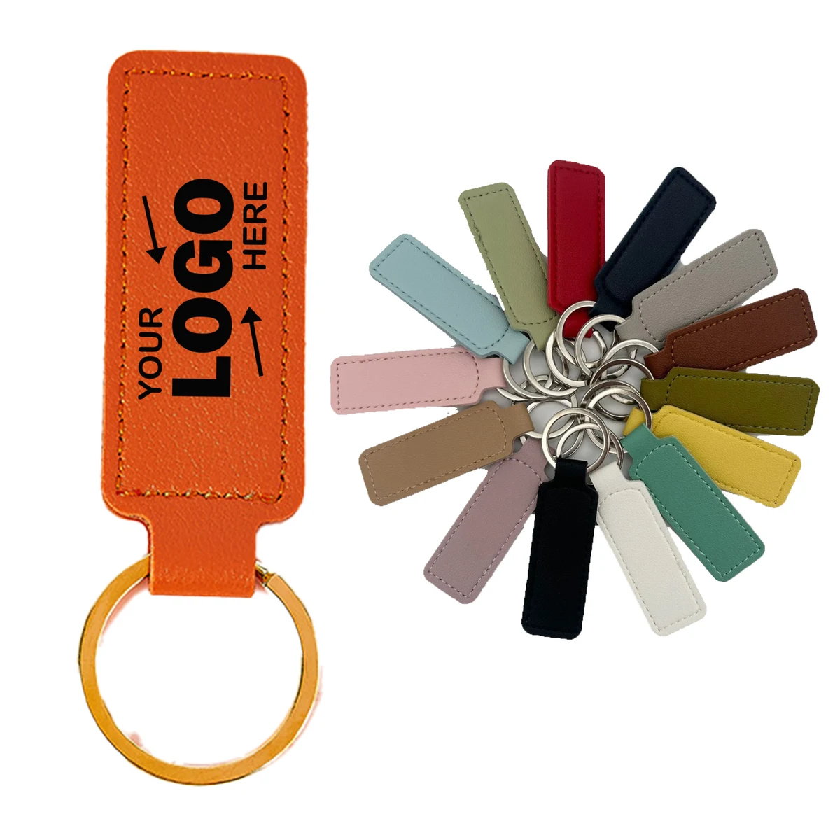 Exquisite Rectangular PU Leather Keychain Anti-Loss Tag with Customizable Design 1