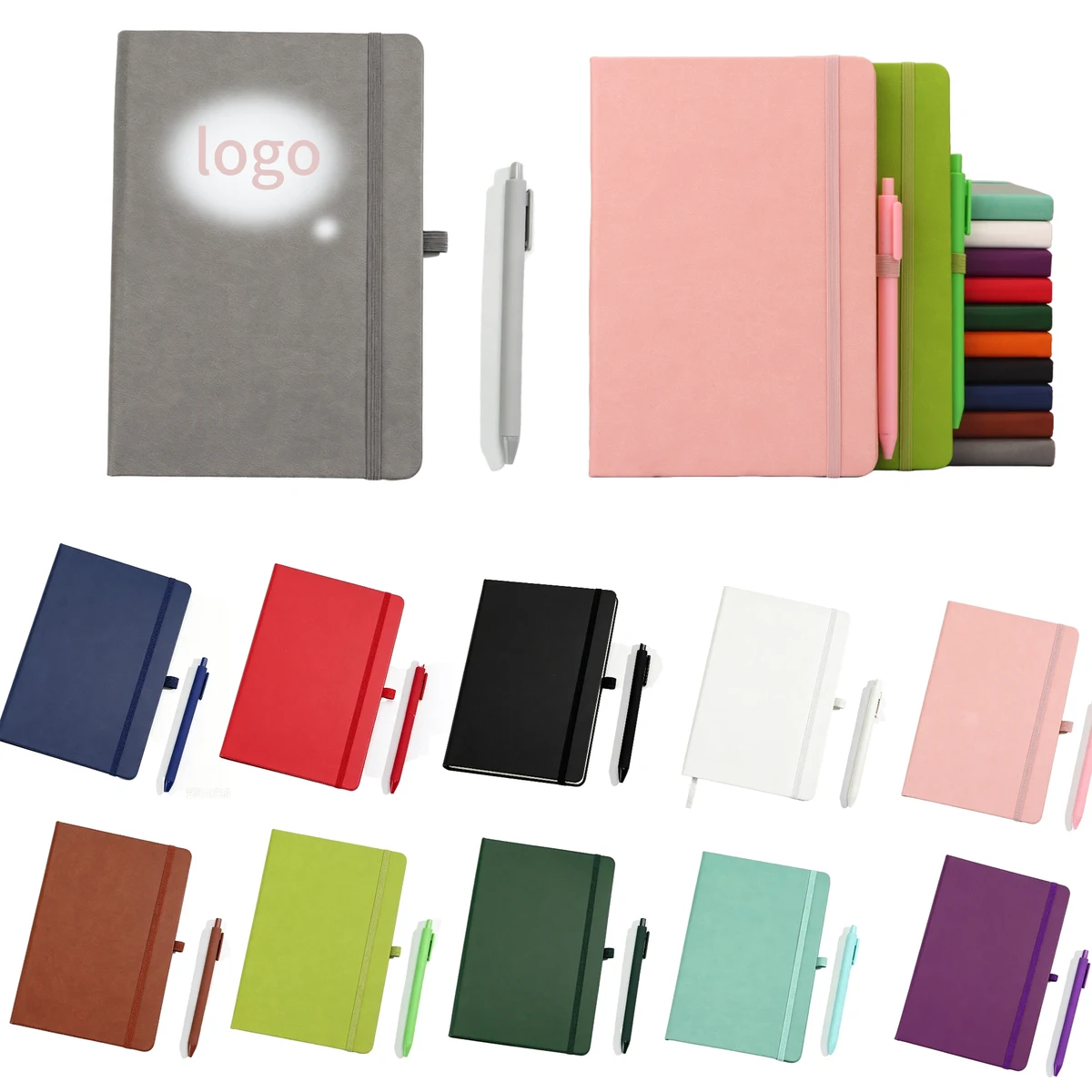 A5 Hard Leather Elastic Band Face Office Laptop Set 1