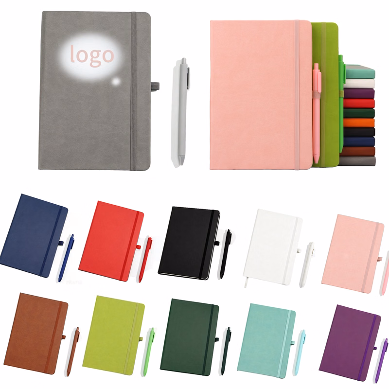 A5 Hard Leather Elastic Band Face Office Laptop Set
