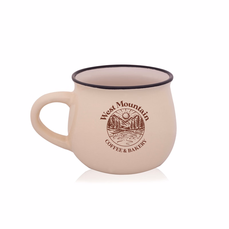 12 oz. Two-Tone Potbelly Ceramic Mug (1 Color Imprint)