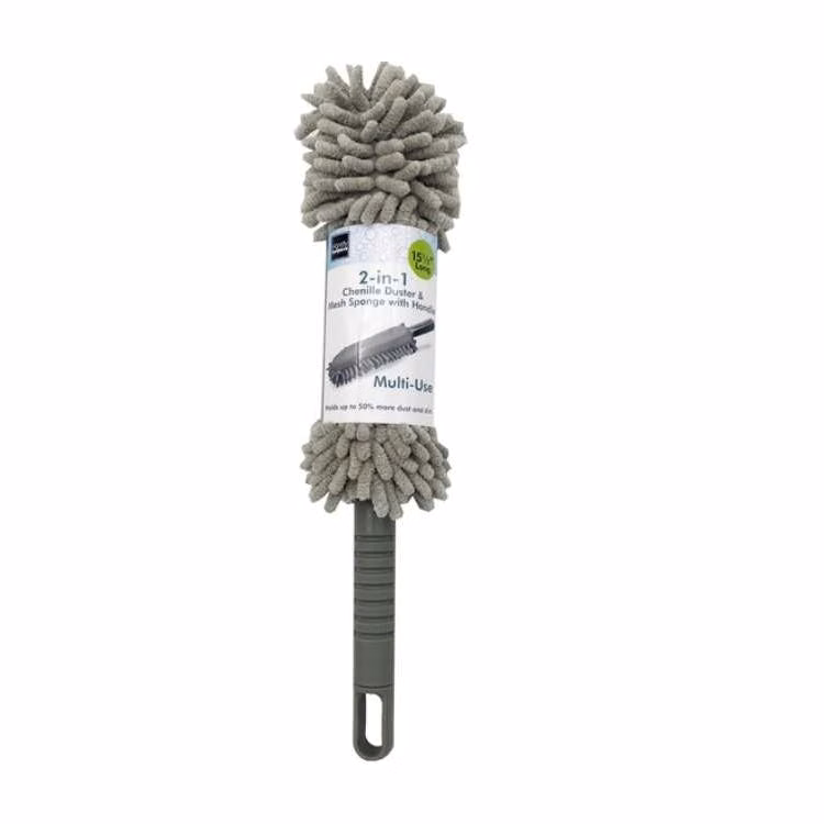 2-in-1 Chenille Duster & Mesh Sponge - 48 Pack