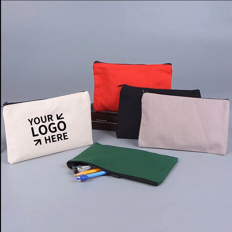 Canvas Travel Pouches Pencil Case Cosmetic Cotton Zipper Bag