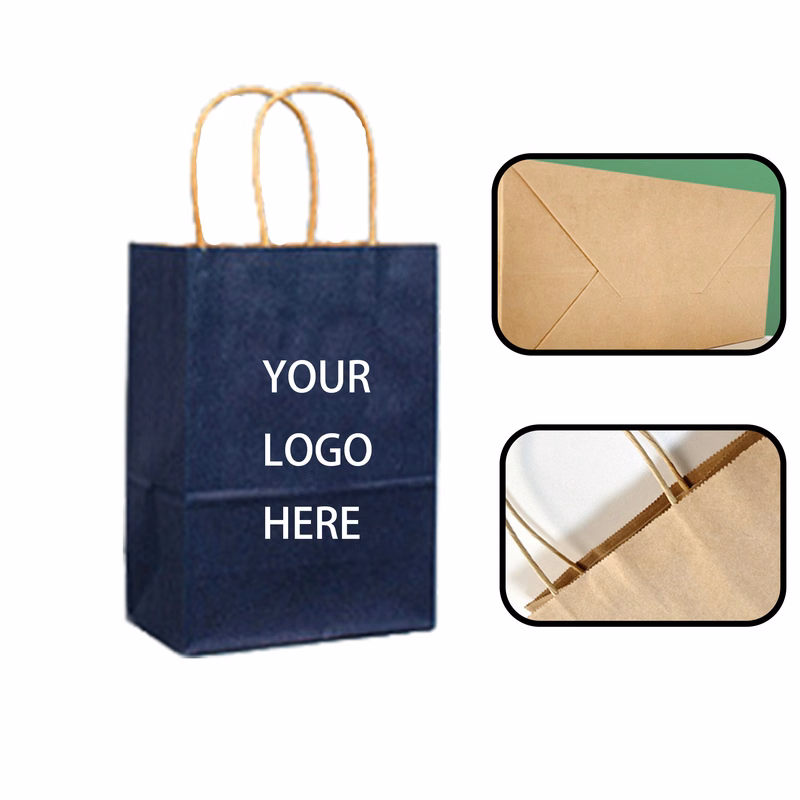 MOQ 20 PCS Colorfui Kraft Paper Handle Bags