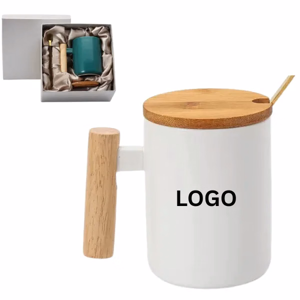 Ceramic Coffee Mug with Lid and Scoop Included
