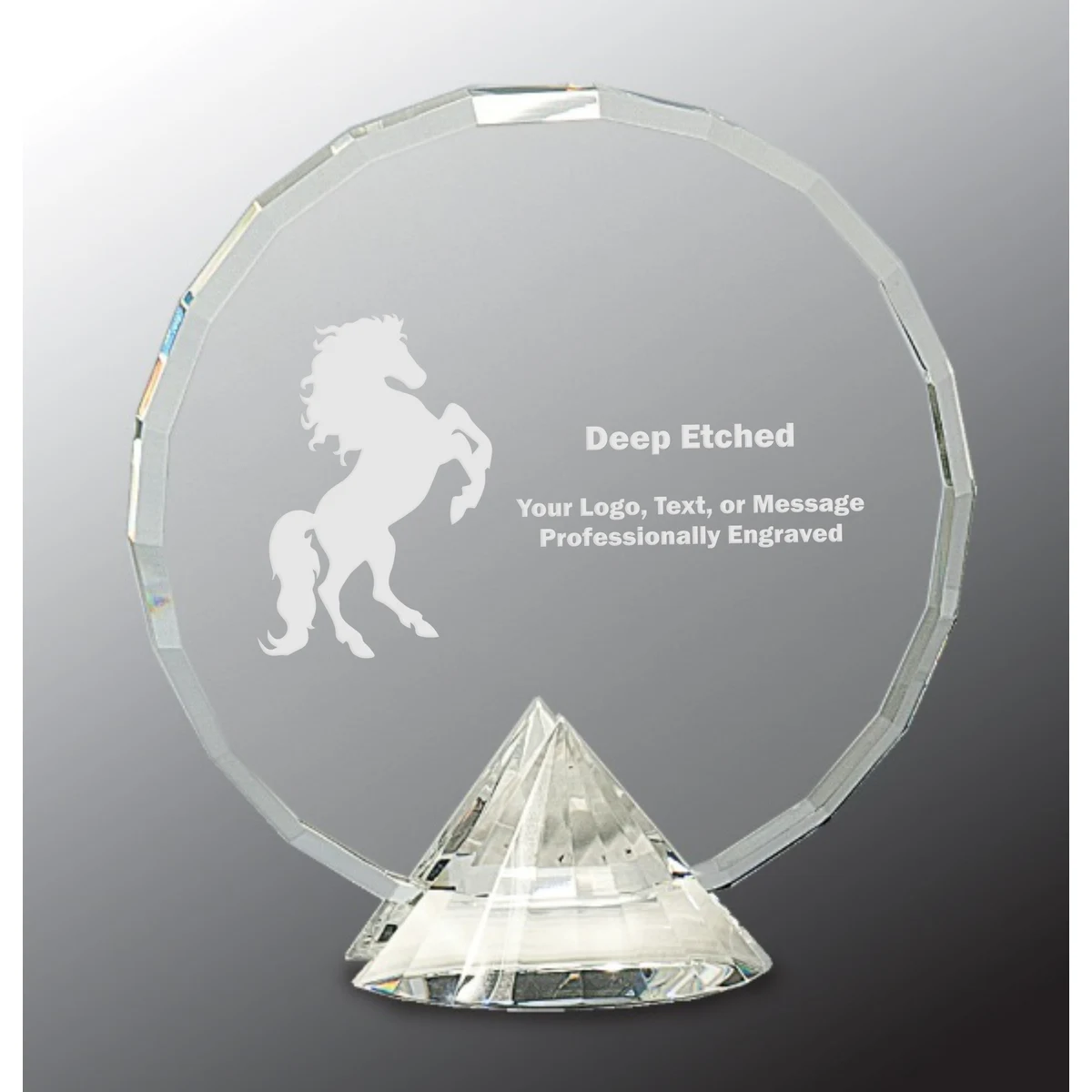 6 1/2" Clear Round Crystal Award on Clear Diamond Base 1