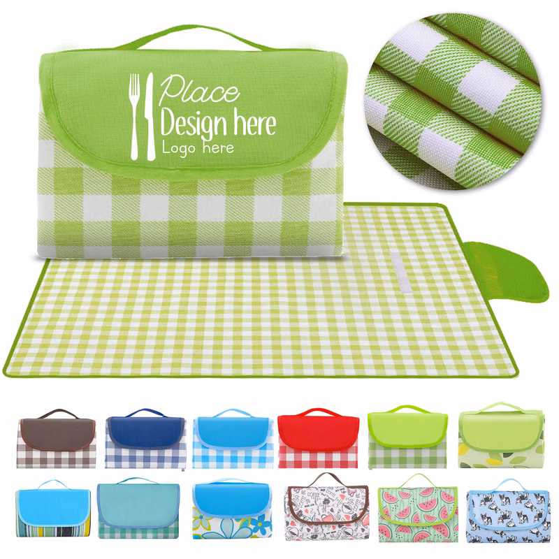 60"x40" Travel Picnic Blanket in Fun Plaid Pattern