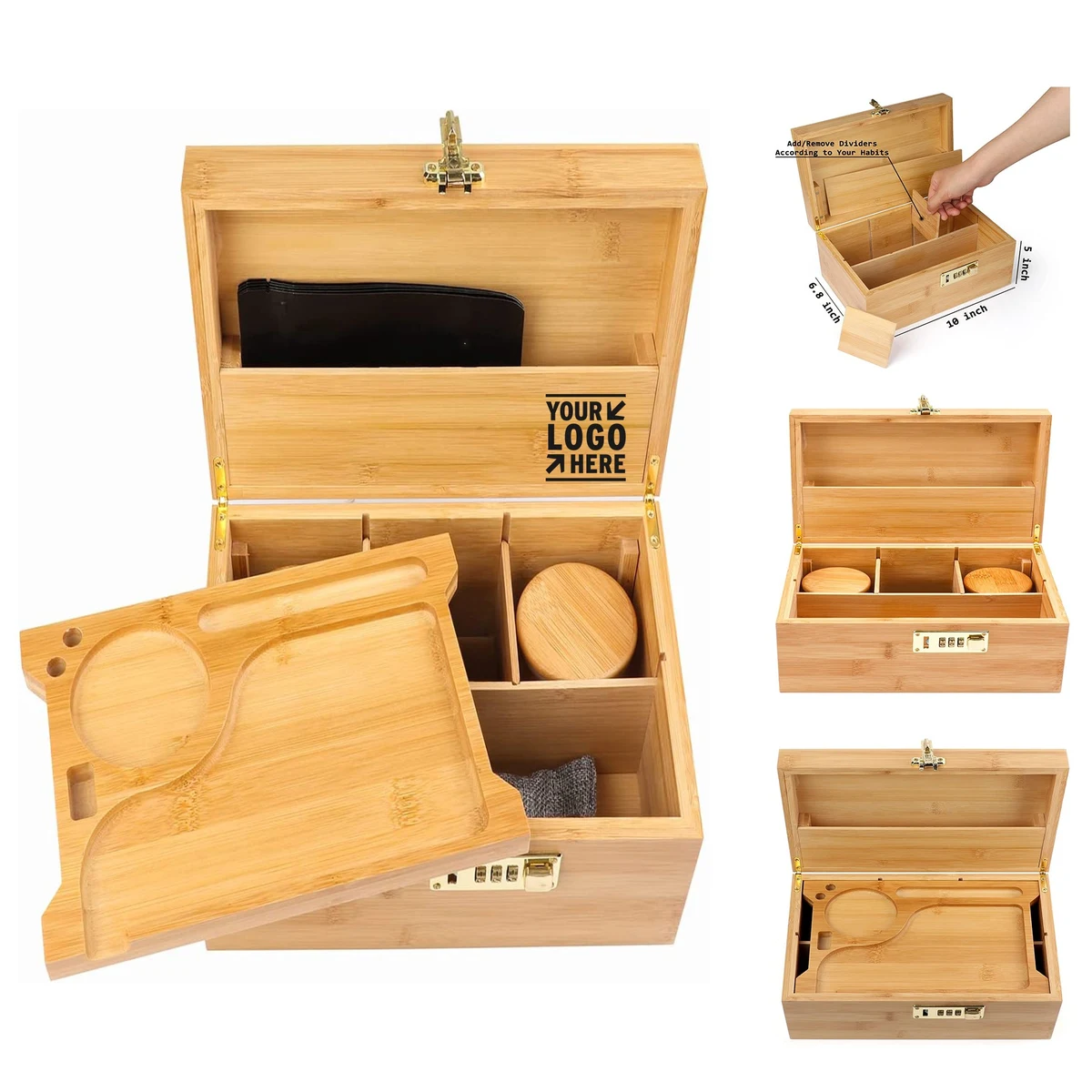 Large Bamboo Box with Combination Lock Decorative Box 1
