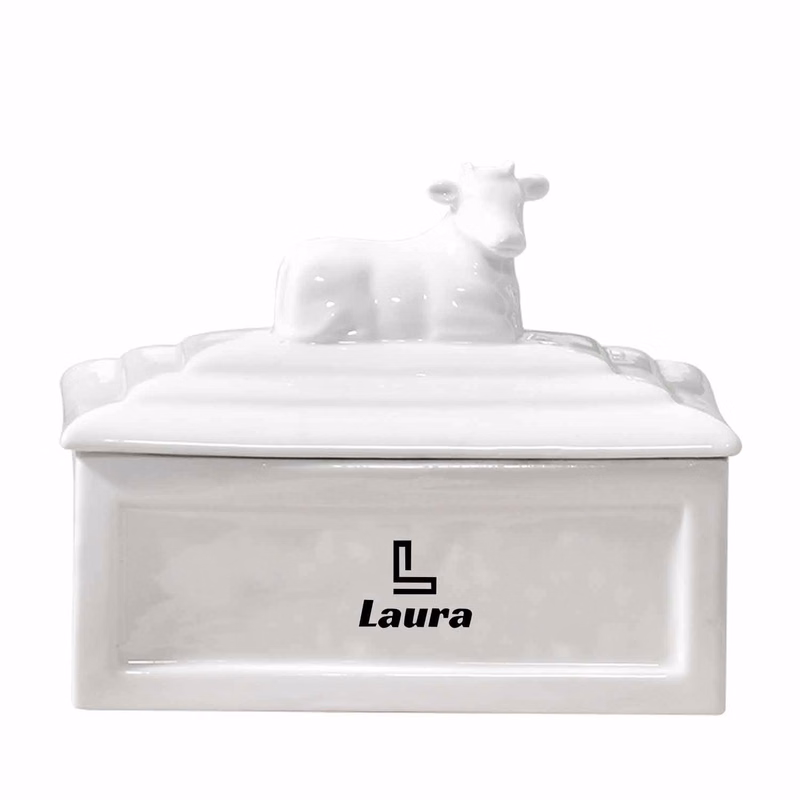 6OZ Ceramic butter cup with lid cheese sealed box