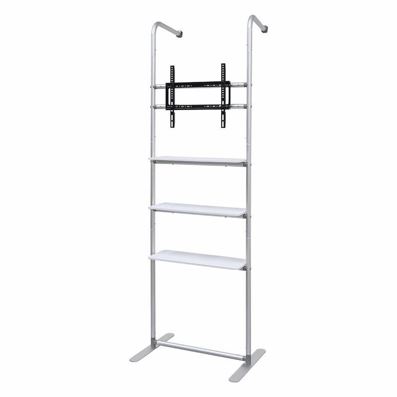 28" x 89" Three Display Shelves w/TV Rack - Hardware Only