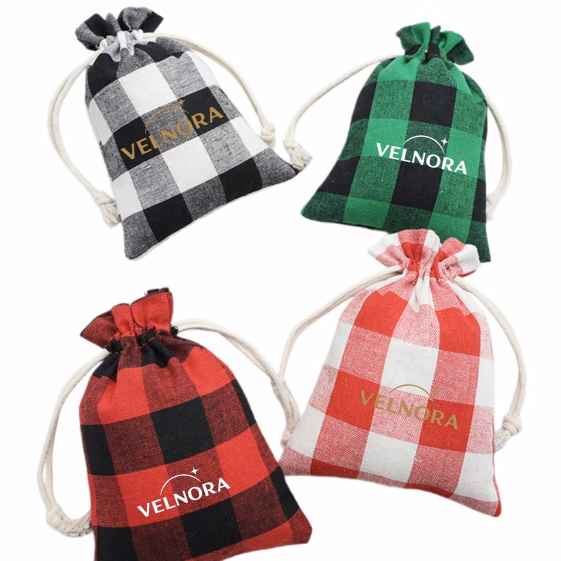 Christmas Drawstrings Burlap Goody Gift Bags