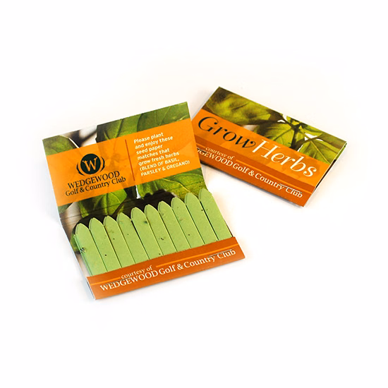 Large Herb Seed Paper Matchbook, Double-Sided