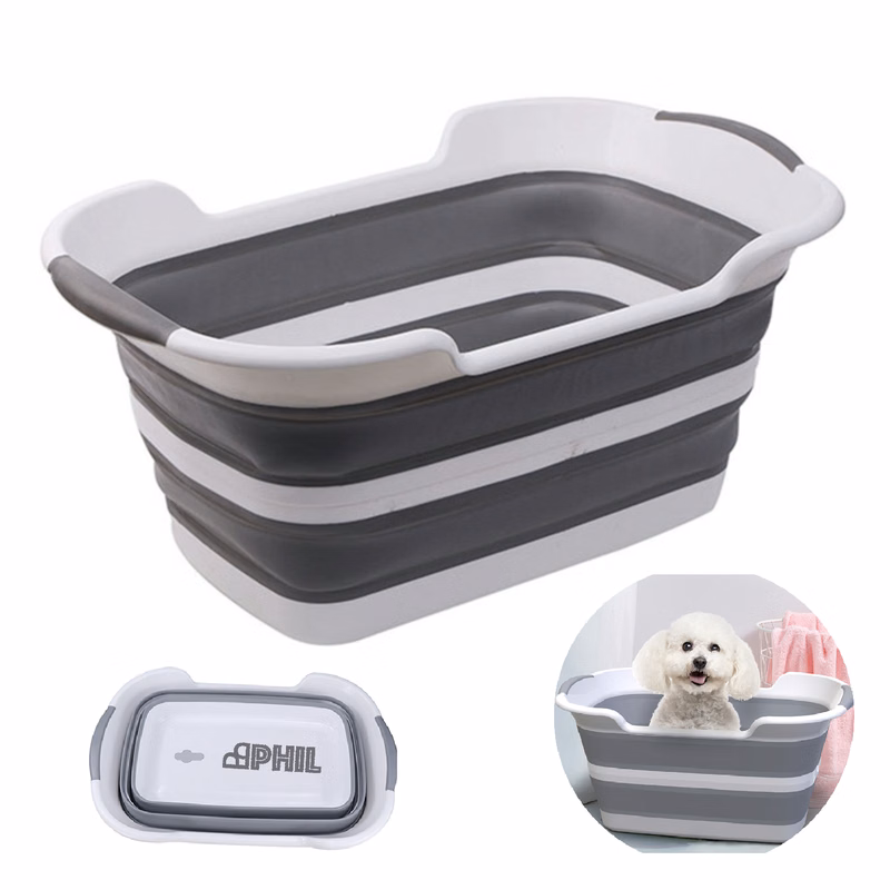Foldable Plastic Pet Bathtub w/ Drainage Hole